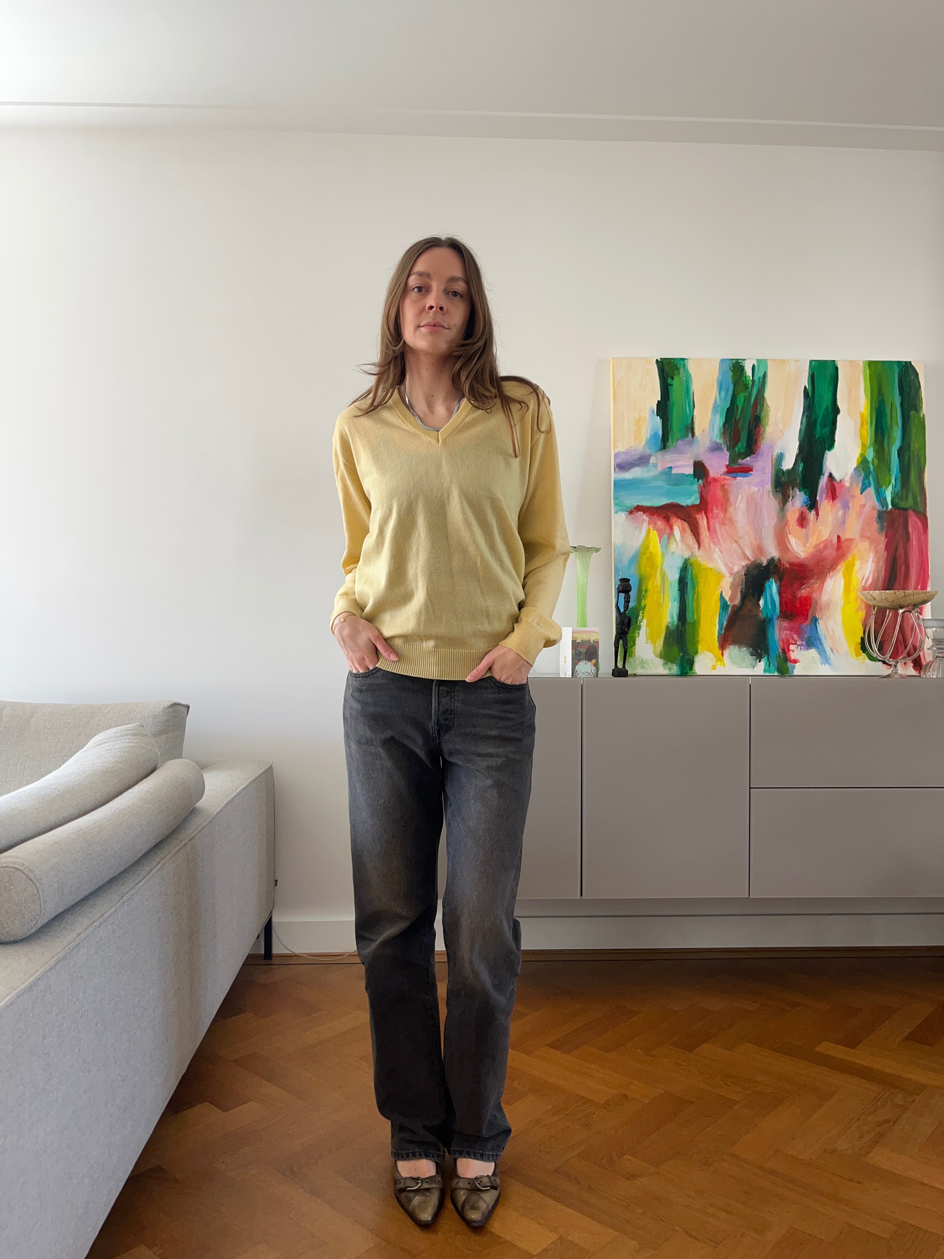BUTTOR YELLOW V-NECK SWEATER