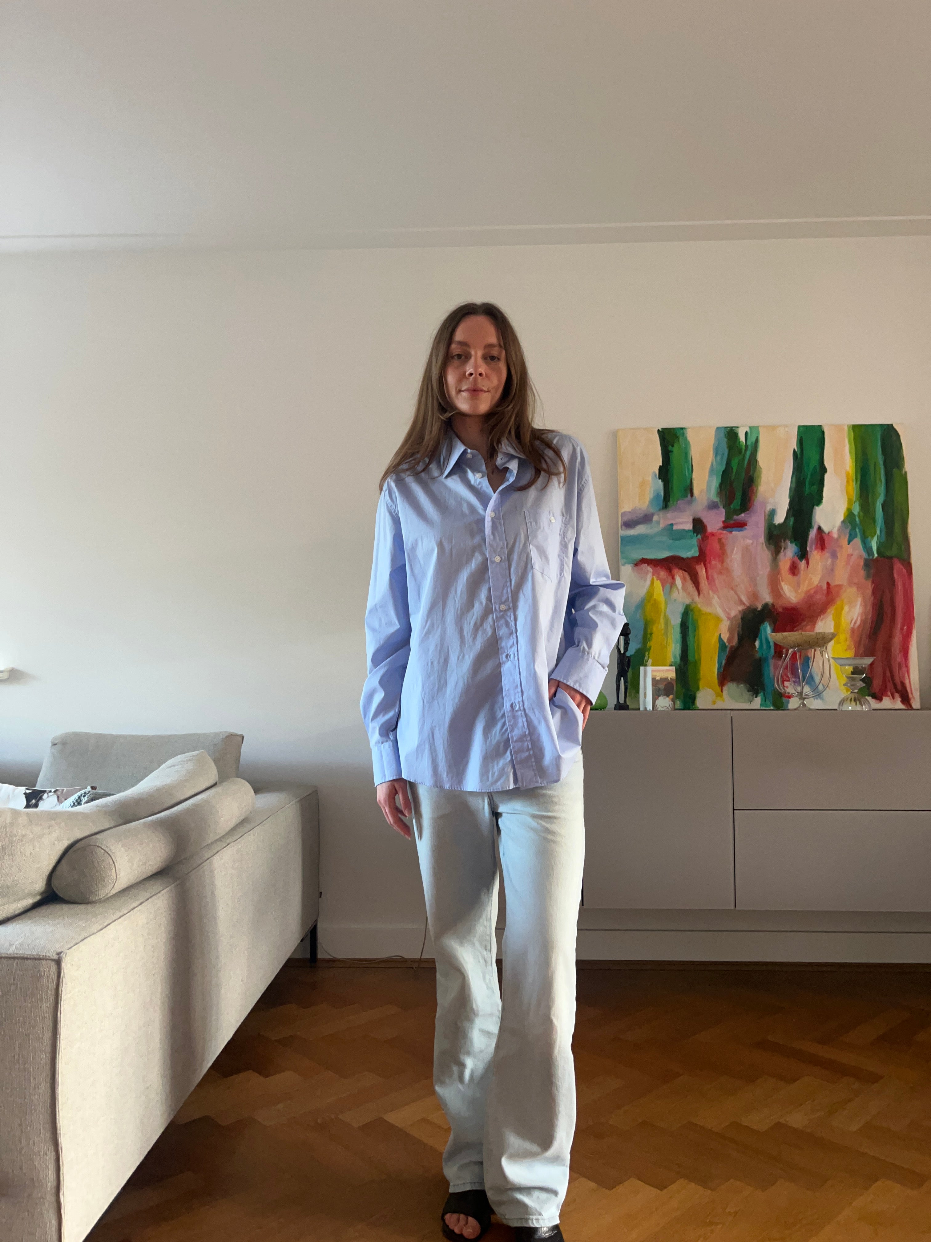 LIGHT BLUE LONGE-SLEEVE OVERSIZED SHIRT