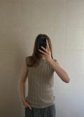 TAUPE SLEEVELESS KNIT TOP