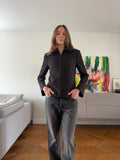 BROWN ZIP-UP BLAZER