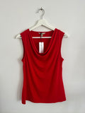 RED DRAPED NECKLINE TOP