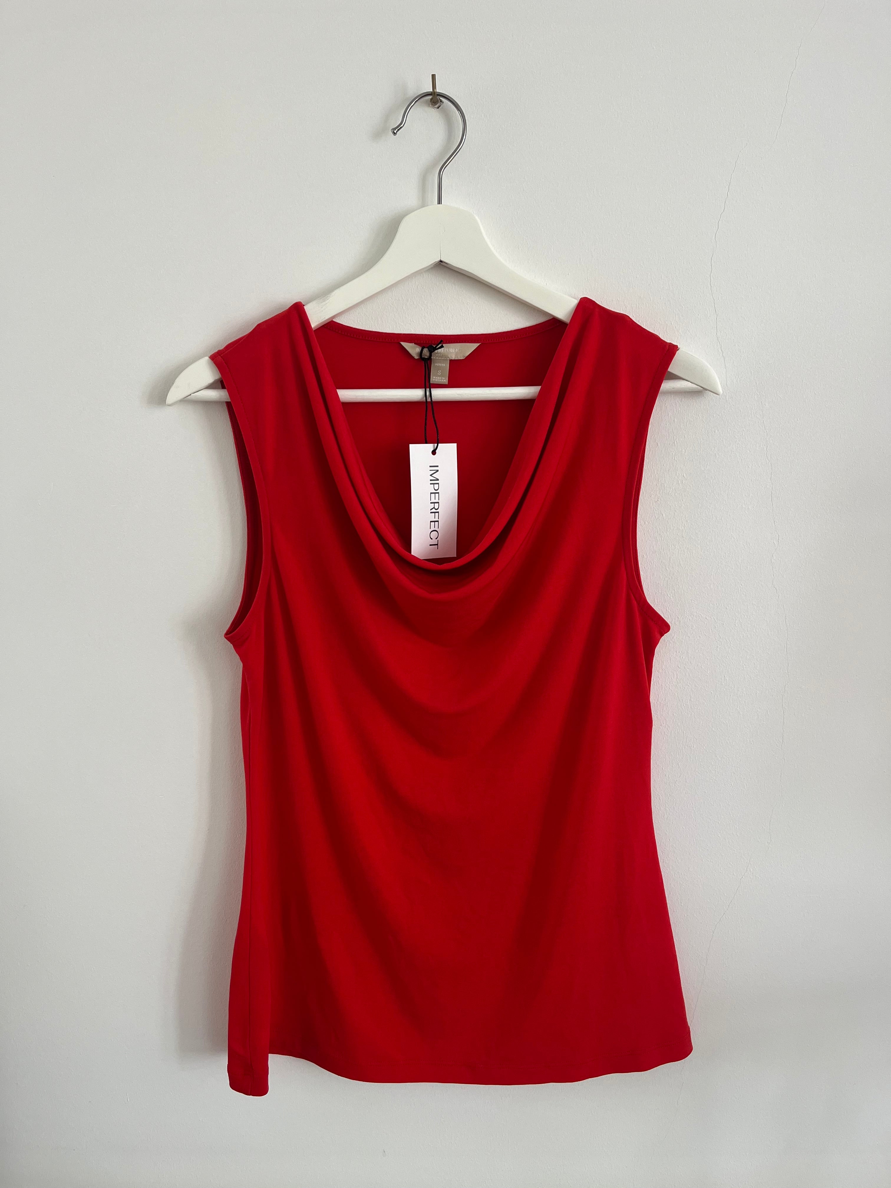 RED DRAPED NECKLINE TOP