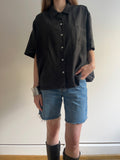 BLACK SHORT-SLEEVE BUTTON-UP SHIRT
